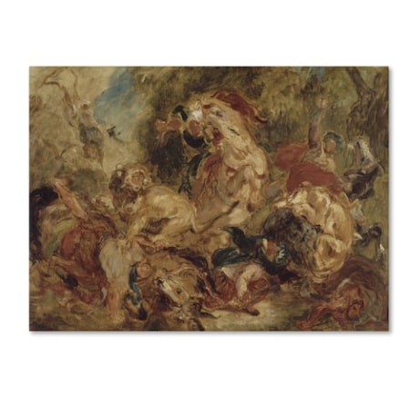 Delacroix 'The Lion Hunt' Canvas Art,18x24